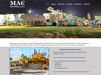web design for MAC Materials, LLC
